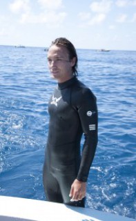Rob Stewart on location while filming whale sharks in Mexico. Photo © Victoria Berg From the documentary film Revolution.